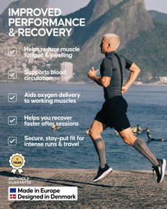 DANISH ENDURANCE Compression Socks, Blue, Size 43-47