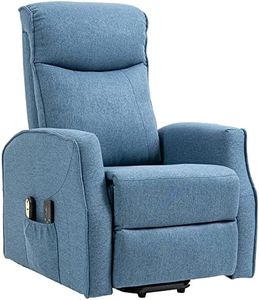 HOMCOM Poltrona Elettrica Alzapersona Reclinabile 135°, Poltrona Relax Elettrica in Poliestere con 2 Telecomandi, Poggiapiedi, 8 Punti Massaggio e Tasche Laterali, Blu