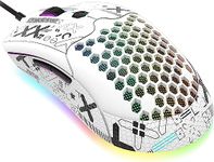 ZIYOU LANG M5 RGB Lightweight Wired Gaming Mouse with 12000 DPI 6 Programmed Buttons,65G Honeycomb Shell,Ultralight Ultraweave Cable,Pixart 3325 Optical Sensor Gamer Mice(White)