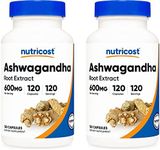 Nutricost Ashwagandha Herbal Supplement 600mg, 120 Capsules - Ashwagandha Root (2 Bottles)