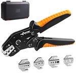 KF CPTEC 6PCS Multi-Functional Wire Crimping Tool with Quick-Change Jaws for Spade, Insulated & Non-Insulated Terminals, Ferrules, Solar Connectors, Coaxial Cables for Pro Electrical Repairs