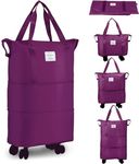 JD FRESH Duffel Trolley Bags for Travel, Luggage Bags for Travel, Rolling Duffle Bag with Wheels, Travel Bags for Luggage Trolley, Expandable Foldable Duffle Bag with Wheels - Dark Purple