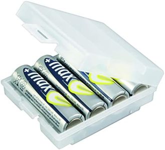 ANSMANN 4-Way Battery Storage Organiser Case For AA/AAA Batteries [Pack of 1] Plastic Storage Holder For up to 4 AA/AAA Batteries - Ideal For Storing Full and Empty Batteries