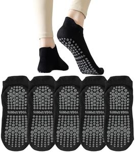 Yoga Pilates Non Slip Socks with Grips for Women (5 Pairs) Non Skid Grippy Socks for Yoga Pilates Barre Home
