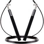 AQF Adult Skipping Rope for Fitness - Speed Jump Rope with Non Slip Alloy Handle & Tangle Free Adjustable Steel Rope for Men & Women Home Gym Workout (Black)