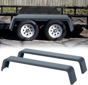 Trailer Fenders,2 Pack Tandem Axle Trailer Fenders Fit 13"-15" Tires,Heavy Duty Steel Double Axle Trailer Fenders Car Hauler Trailer,Cargo Trailer,Utility Trailer,Landscape Trailer Silver