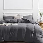 SASTTIE Ultra Soft Duvet Cover King, Dark Grey Duvet Cover for King Size Bed, 3 Pieces Luxury Duvet Cover Set with Zipper Closure, Corner Ties 104x90 Inch