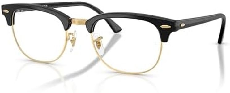 Ray-Ban RX5154 Clubmaster Square Prescription Eyewear Frames, Black On Gold/Demo Lens, 51 mm