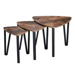 VASAGLE Industrial Nesting Coffee Table, Set of 3 End Tables for Living Room, Stacking Side Tables, Easy Assembly, Wood Look Accent Furniture with Metal Frame, Rustic Brown ULNT13X