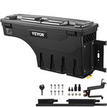 VEVOR Truck Bed Storage Box, Lockable Lid, Waterproof ABS Wheel Well Tool Box 6.6 Gal/20 L, Compatible with Chevrolet Silverado 1500 GMC Sierra 1500 2019-2020, Passenger Side, Black