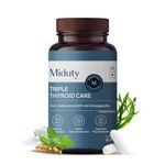 Miduty Palak Notes Triple Thyroid Care Supplement - Rapid Action Formula - KSM-66 Ashwagandha - Sea Kelp - Zinc - Vitamin B1-Selenium-L-Tyrosine - Supports Thyroid Health - Good mood - 60 Capsules