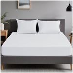 Soft & Cozy Non Iron Percale Sheets, Plain Bedding Bedsheets, Polycotton King Size Bed Sheets, White