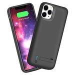 Sitong Battery Case for iPhone 11 Pro Max, 6000mAh Rechargeable Extended Battery Charging Charger Case, Add 110% Extra Juice, Support Wire Headphones Black