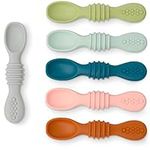 Simka Rose Silicone Baby Spoons Self Feeding 6 Months - First Stage Infant Spoons for Babies & Toddlers- Baby Led Weaning Spoons Set of 6- Easy on Gums Food Training Utensils Dishwasher Microwave Safe
