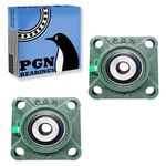 PGN UCF201-8 Pillow Block Bearing - Pack of 2 Square Flange Mounted Pillow Block Bearings - Chrome Steel Bearings with 1/2" Bore - Self Alignment