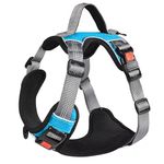 PetVogue Dog Harness With 3M Reflective|No Pull Adjustable Dog Body Belt|Reflective Dog Vest Oxford Fabric|Soft Padded Easy Control Dog Chest Neck Belt|No More Pulling Or Choking|For Dogs - Large,Blue