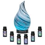 Oil Diffuser & Essential Oils Set - Aromatherapy Diffuser with 6 Essential Oils Set, Ultrasonic Cool Mist Oil Diffusers for Essential Oils, 4 Timer & 7 LED Light with Auto Shut-Off Protection