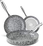 MICHELANGELO Frying Pan Set 20cm, 24cm and 28cm, Frying Pan Nonstick with Stone-Derived Coating, Nonstick Frying Pans Set, Stone Frying Pan, Granite Frying Pans