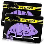 Fischuel Quick Test UVB Sensor, Reptile UV Tester Heating Lamp Photochromic UVB Card Indicator，Available with UVB, Compatible with Sunglass Test & Sterilizing, Over 500 Times Reusable (2 Packs)