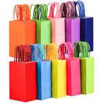 Suwimut 100 Pieces Small Gift Bags, 10 Colors Goodie Bags Bulk, 5.1x3.25x8.27 Inch Party Favor Bags with Handles for Kids Birthday Party, Wedding, Baby Shower, Shopping and Party Supplies