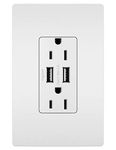 Legrand - Pass & Seymour radiant Decorator Outlet with 3.1 Amp USB Charger, White, Comes with Wall Plate, TM826USBWPWCCV4