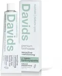 Davids Fluoride Free Nano Hydroxyapatite Toothpaste for Remineralizing Enamel & Sensitive Relief, Whitening, Antiplaque, SLS Free, Natural Peppermint, 4 oz, Made in USA…