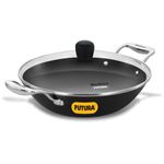 Hawkins 2.5 Litre Futura Slim Cast Iron Kadhai | Induction & Gas Compatible | Ideal for Deep Frying & Curries | with Glass Lid | Black (IMK25G)|Induction and Gas Stove Compatible