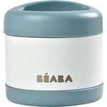 BÉABA - Thermal Meal Preservation Container - For Baby and Children - 100% Airtight - Stainless Steel - Keeps food Hot or Cold for more than 5 hours - Double layered - 500 ml - Blue/White