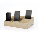 Ozzptuu 24-Grid Wooden Cell Phone Holder Desktop Organizer Storage Box for Classroom Office