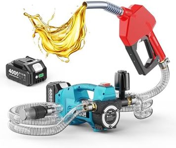 SEESII Diesel Transfer Pump Battery Powered: 12GPM Cordless Electric Fuel Transfer Pump Kit w/ 4.0Ah Battery & Auto-Stop Nozzle, 2 Hoses & Filter for Diesel Kerosene Portable Fueling on Farm Boat Home
