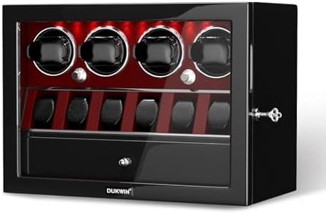 DUKWIN Watch Winder for 2/4/6/8 Automatic Watches,Lockable Watch Winders with Watch and Jewelry Storages, Super Quiet Mabuchi Motor with High-Gloss Piano Lacquer Finish,Built-in Illumination