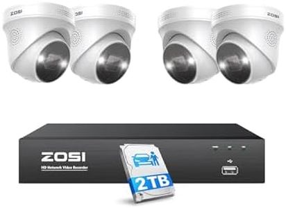 ZOSI 5MP Kit Videosorveglianza PoE, 8CH 4K NVR con 2TB HDD, 4x 5MP Telecamera PoE, AI Rilevamento di Persone e Veicoli, Audio Bidirezionale, Visione Notturna a Colori, C225