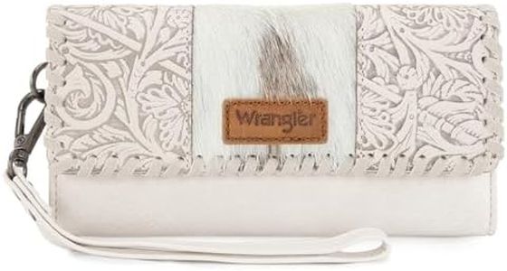 Montana West X Wrangler Women's Cowhide Wallet Trifold Phone Wristlet Wallets, Card Cases & Money Organizers Brown Clutch RFID Wallets for Womens Ladies Female Travel Credit Card Wallet WG196-W0563BG