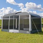 Screen House Room 13x9Ft DMH OUTDOORS Screen Tent Mesh Gazebos w/ 2 Magnetic Doors, Included Projection Screen, Camping Tent Screened Canopy Shelter for Outdoor Patios Backyards Activities