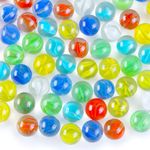 HAKACC 60PCS Glass Marbles Bulk,16mm Cats Eyes Glass Marbles Fun Retro Toys for KIDS Marble Games DIY Home Decoration