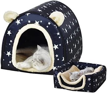 Dog Bed or Cat Bed,2 Ways to Use,Indoor Pet House with Fluffy Mat,Removable and Washable Cover,Splash-Proof House and Non-Slip Bottom,for Cats and Small Dogs(M Star)