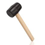 Black Large Rubber Mallet 16oz Heavy Duty Rubber Hammer Mallet with Wooden Handle Easy Grip | 450g