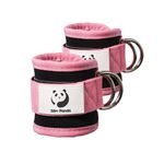 Slim Panda Ankle Straps for Cable Machines and Resistance Bands for Kickbacks, Glute Workouts, Leg Extensions, Curls, and Hip Abductors for Men and Women, Adjustable with Double D-Rings (Pink)