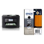 Epson WorkForce WF-4820 All-in-One Wireless Colour Printer with Scanner, Copier, Fax, Ethernet, Wi-Fi Direct and ADF, Black & 405 Black Suitcase Genuine, DURABrite Ultra Ink