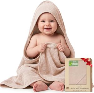 infancie Organic Cotton Low-Twist Woven Hooded Baby Towels, 31x31 Inches, Plush Bath Towels with Hood for Newborns and Kids, Girls & Boys (Blush, 31.4" L x 31.4" W)