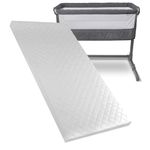 Brillars Baby Mattress Fits Compatible to Babylo Cozi Sleeper - Bedside Travel Cot Toddler Infant Bed Firm Foam Mattress - Hypoallergenic & Removable Quilt Cover (87 x 44 x 5cm)