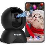 Assark Indoor Camera 2.5K Security Camera, Pet Camera WiFi Home Camera, 360°Baby Monitor with Pan Tilt, 2-Way Audio, 6X Digital Zoom, Night Vision, AI Human Detection, Cloud & SD Card Storage (Black)