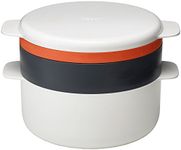 Joseph Joseph M-Cuisine Microwave 4-Piece Stackable Cooking Set, 2 litre cooking pot, steamer, griddle and lid, Orange/Beige