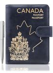 WALNEW RFID Blocking Passport Holder, Premium PU Leather Travel Wallet Passport Cover Case, Travel Essentials for Flying, Navyblue