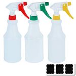 FreeBiz Plastic Spray Bottles 750 ml Heavy Duty Spraying Bottle Leak Proof Mist Water Bottle for Chemical and Cleaning Solutions All-Purpose Adjustable Head Sprayer (red green yellow)