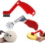 icykale 2 PCS Car Polishing Pad Cleaning Tool, 7.9" x 4.1" Cleaning Brush + 6.3" x 3.1" Polisher Composite Pad Wheel Cutter, Multi-function Portable Accessory, Compatible with Most Cars (Red)