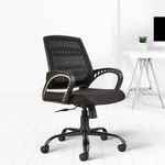 CELLBELL C106 Medium Back Mesh Office Chair/Study Chair/Revolving Chair/Computer Chair for Work from Home Metal Base Height Adjustable Reclining Chair [Black]