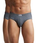 Jockey Men's Super Combed Cotton Poco Briefs with Durable concealed waistband (Pack of 2) 8035_Charcoal Melange_L