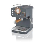 Swan SK22110GRYN Nordic Espresso Coffee Machine with Milk Frother, Steam Pressure Control, 1.2L Detachable Water Tank, 1100W, Nordic Slate Grey