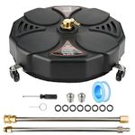 18 Inch Surface Cleaner for Pressure Washer with 4 Wheels, Driveway Power Washer Attachment with 2 Extension Wands and 2 Replacement Nozzles, 3600 PSI, Black